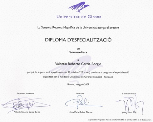 Sommelier Valent&iacute;n Garcia Borjio